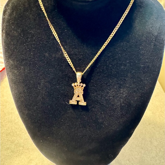 ⚜️ Gold plated Silver with rhinestones Crown necklace - Vintage Queen - Picture 9 of 14